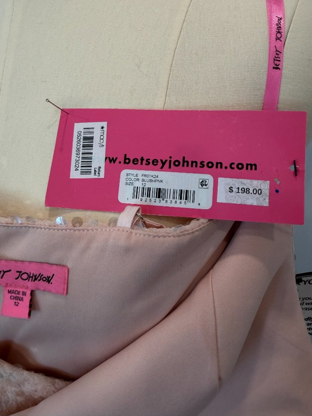 Betsey Johnson Blush/Rose Gold Sequin Wrap Dress - Size 12 - New With Tags - Picture 6 of 8